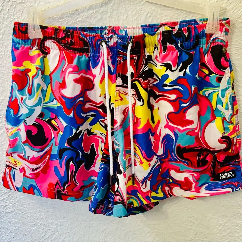 Funky‎ Trunks Splatterfied Men's Shorty Shorts Short SZ S